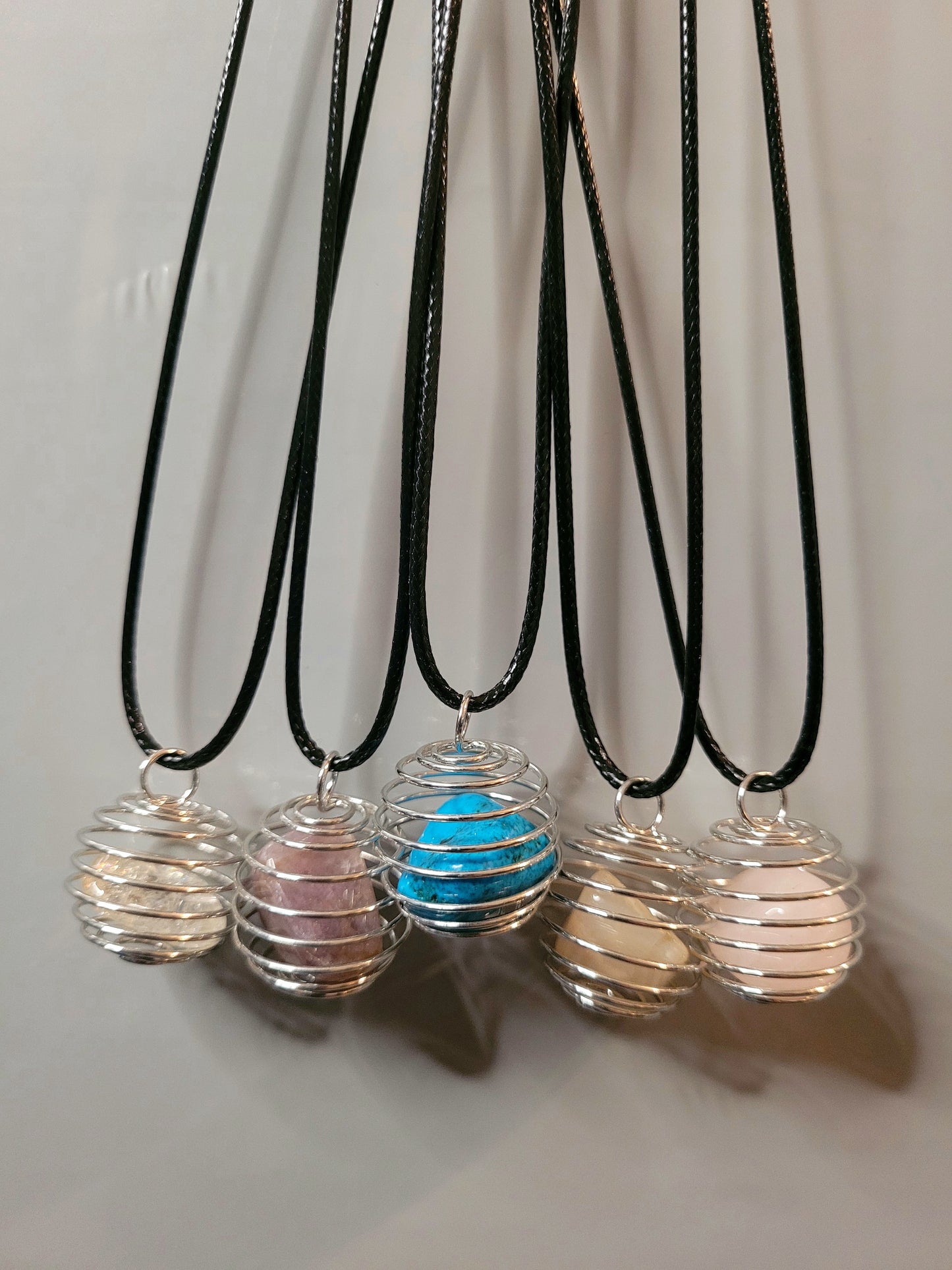 Gem stone cage necklace
