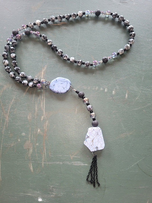 Marble rosary style necklace