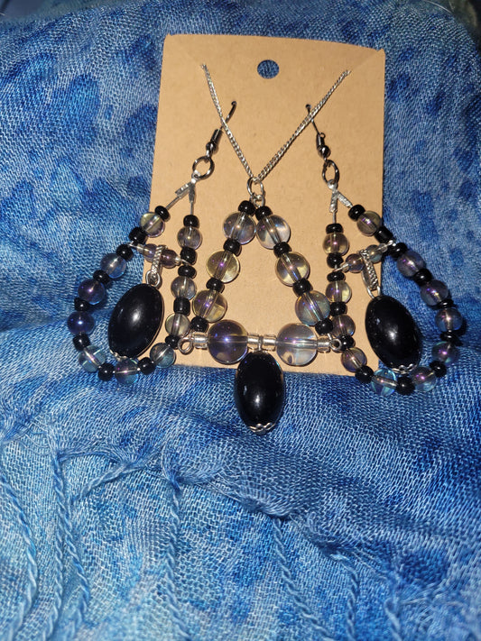 Black pearl teardrop set